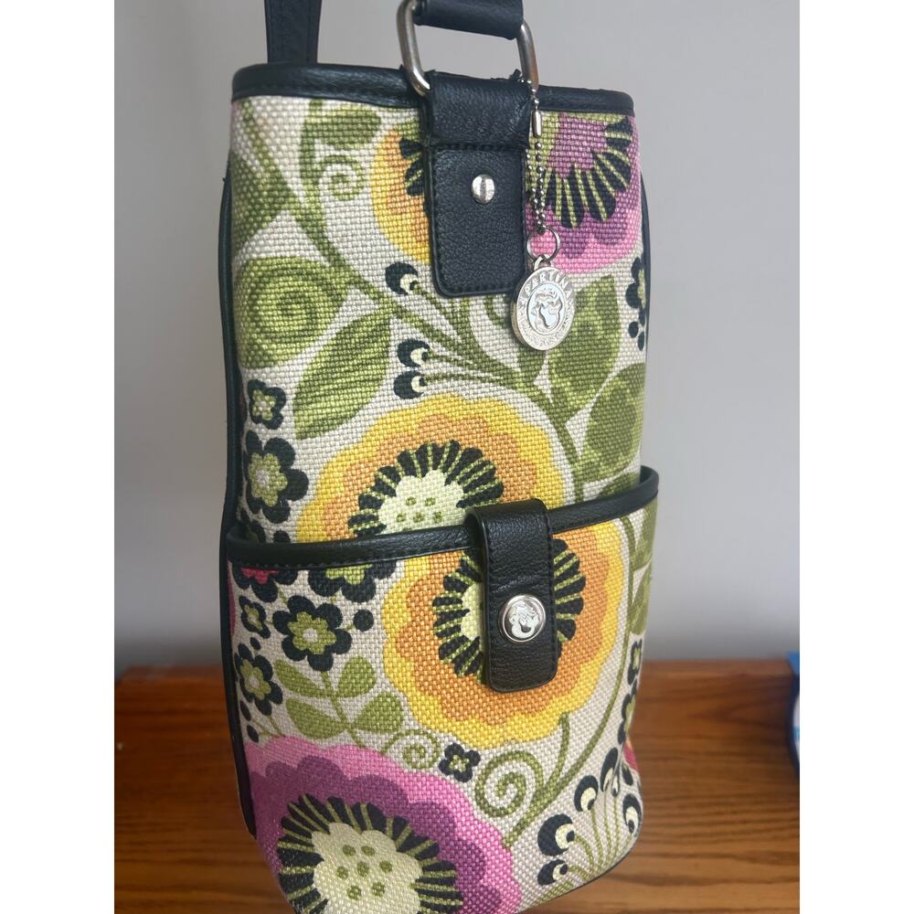 Spartina 449 Daufuskie Island Linen Leather Tote Purse Floral - Picture 4 of 13